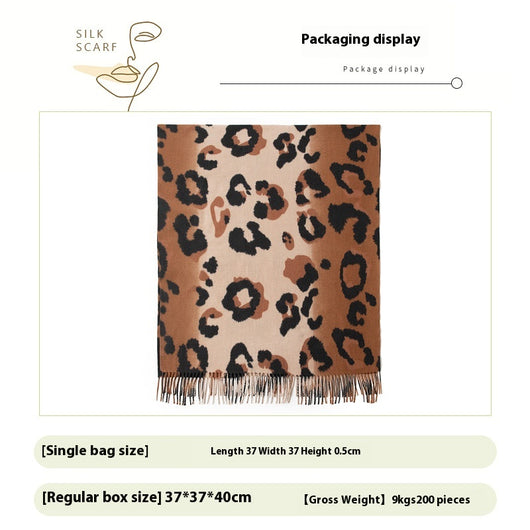 Bufanda Estampado Leopardo Mujer Cashmere Artificial Elegante - Image 5