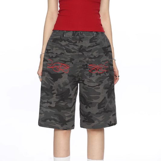 Pantalones Cortos Cargo Camuflaje Americano con Múltiples Bolsillos