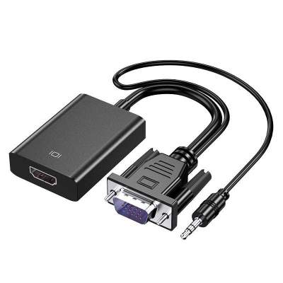 Adaptador VGA a HDMI con Audio y Alimentación - Conexión 1080p Plug and Play