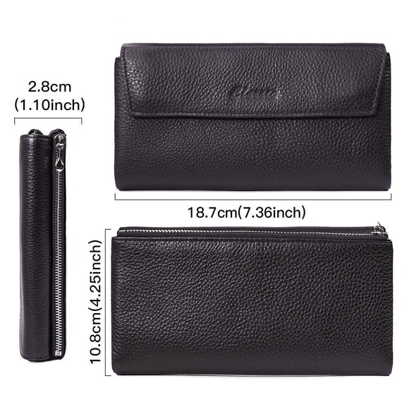 Billetera de Cuero Genuino Premium - Cartera Manual de Piel de Res