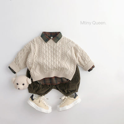Suéter Infantil Retro con Patrón de Trenza Tejido - Image 32
