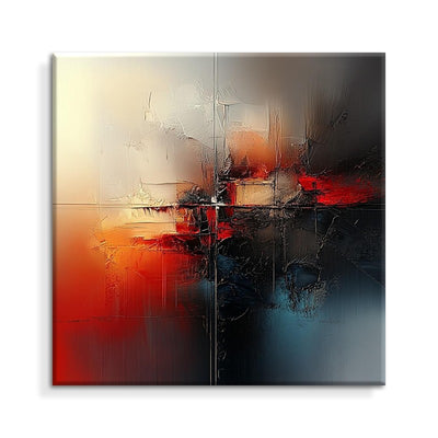 Cuadro Abstracto Moderno en Óleo - Arte de Pared Rojo Contemporáneo sin Marco - Image 4