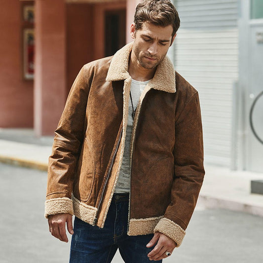 Chaqueta de Cuero Vintage Estilo Casual Americano