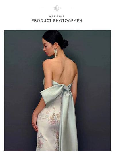 Vestido Cheongsam Escote Tubo Estilo Chino para Novia - Image 14