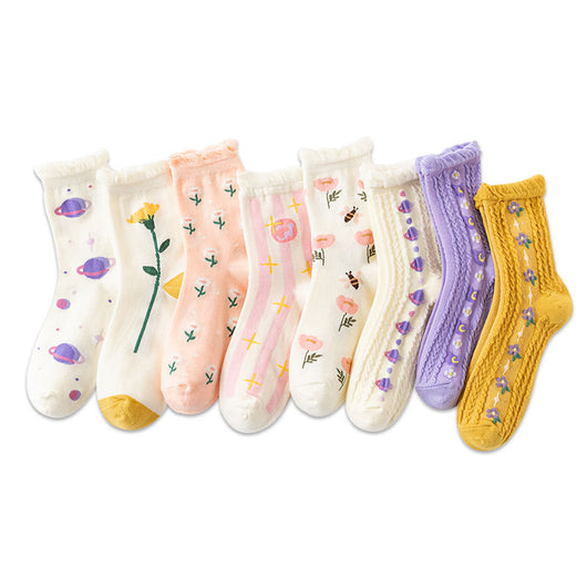Calcetines Tubo Mujer Diseño Floral Japonés Universo