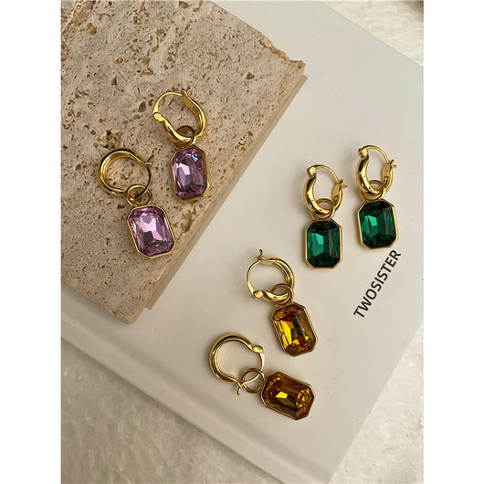 Aretes Vintage de Bronce Antiguo con Piedra - Estilo Pastoral Francés para Mujer