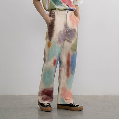 Pantalones Rectos Sueltos Pintados a Mano para Mujer - Image 9