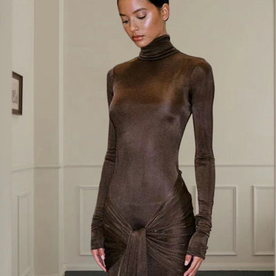 Vestido Elegante de Cuello Alto con Diseño de Cordones - Colección Premium Europea - Image 3