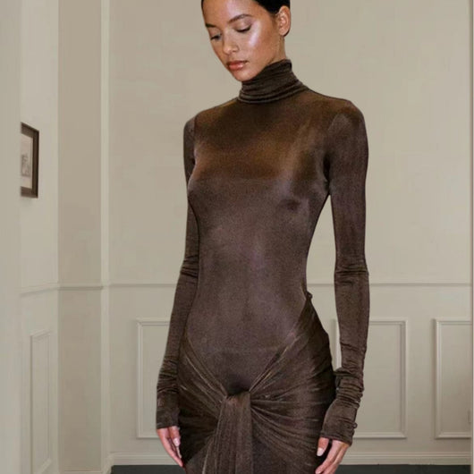 Vestido Elegante de Cuello Alto con Diseño de Cordones - Colección Premium Europea - Image 3