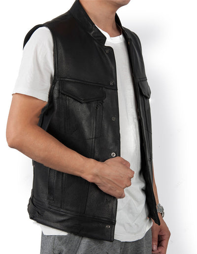 Chaleco de Cuero PU Liso para Hombre - Image 5