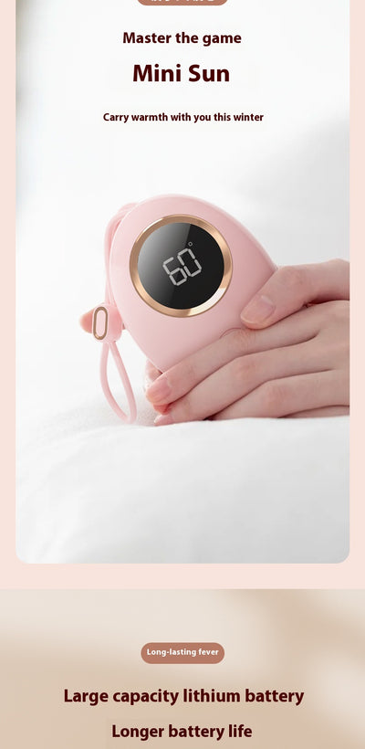 Dark green paw-shaped hand warmer and power bank with a cute bear design, held in a hand with white faux fur gloves. - Image 25