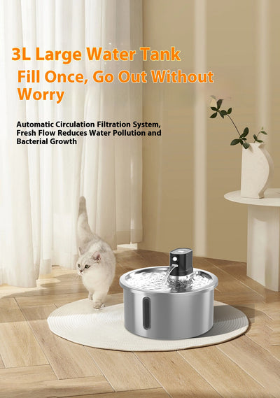 Fuente de Agua para Gatos Acero Inoxidable con Calentamiento Continuo - Image 17