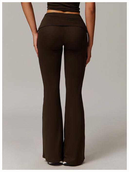 Pantalones Yoga Plisados Cintura Alta para Mujer - Diseño Acampanado Versátil - Image 38