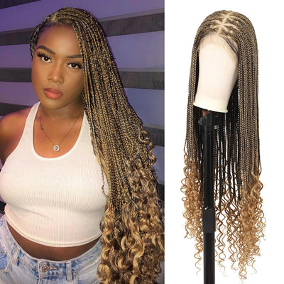 Peluca de Encaje Completo con Trenzas de Fibra Química - Image 8