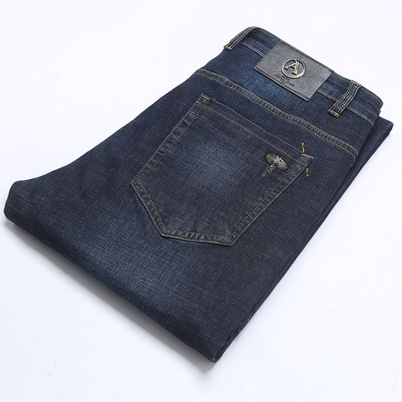 Men's Stretch Loose Fit Jeans - Classic Straight Cut