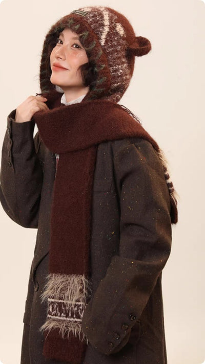 Gorro Tejido con Orejas de Osito para Mujer - Image 12