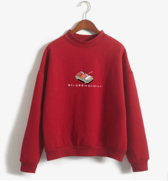 Sudadera Estampada Sushi con Cuello Redondo y Forro Polar