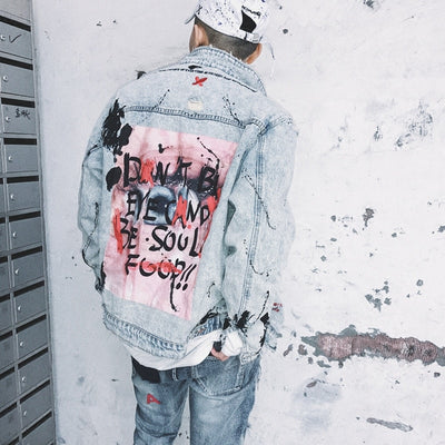 Chaqueta de Denim con Estampado Graffiti Cartoon