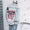 Chaqueta de Denim con Estampado Graffiti Cartoon