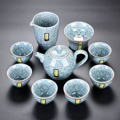 Juego de Té Celadón Ge Kiln Heredado con Acabado Agrietado - Image 14