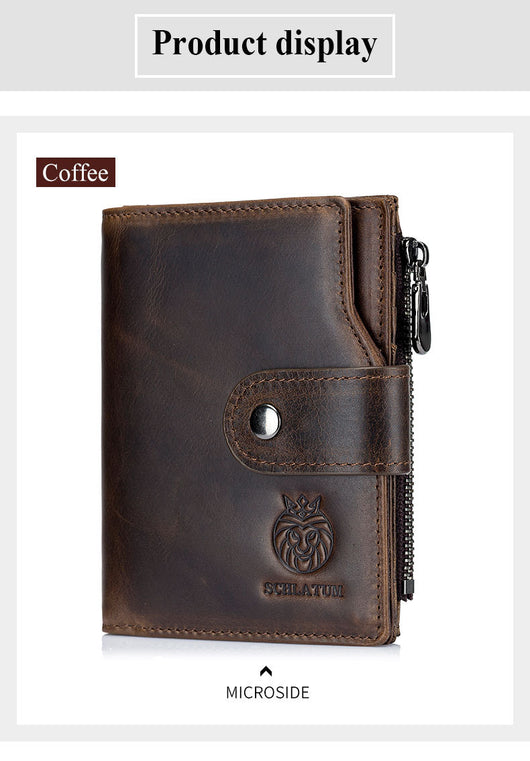 Billetera Vertical Corta de Cuero Genuino con Protección RFID - Estilo Retro Europeo - Image 11