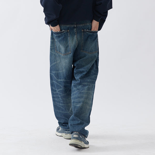 Jeans Hombre Oversize Desgastado con Efecto Vintage