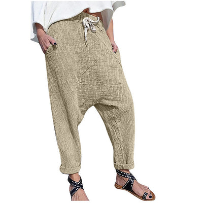 Pantalones Anchos de Lino y Algodón con Bolsillos para Mujer Talla Grande - Image 16