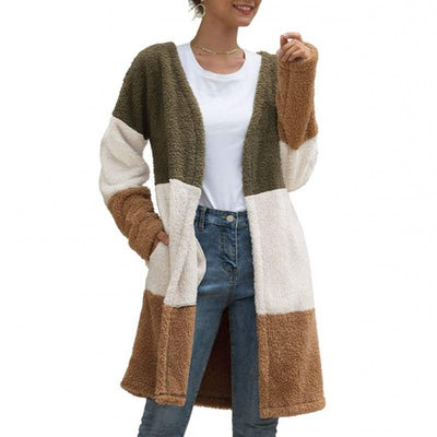 Cardigan de Lana con Empalmes de Tres Colores para Mujer - Image 16