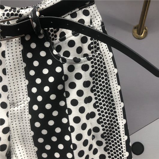 Pantalones Vaqueros Estampados con Lunares y Teñido Versátil para Mujer - Image 5