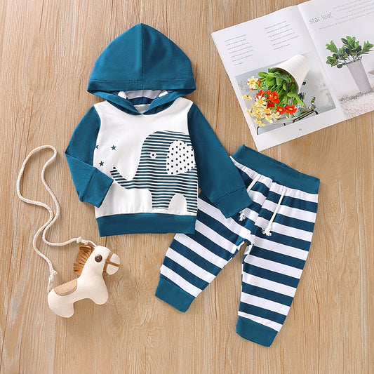 Sudadera con Capucha y Estampado de Elefante de Manga Larga