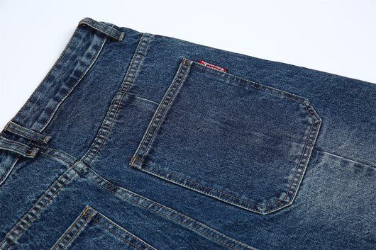 Jeans Vintage Deconstruido con Parches Pesados Lavado Retro - Image 43