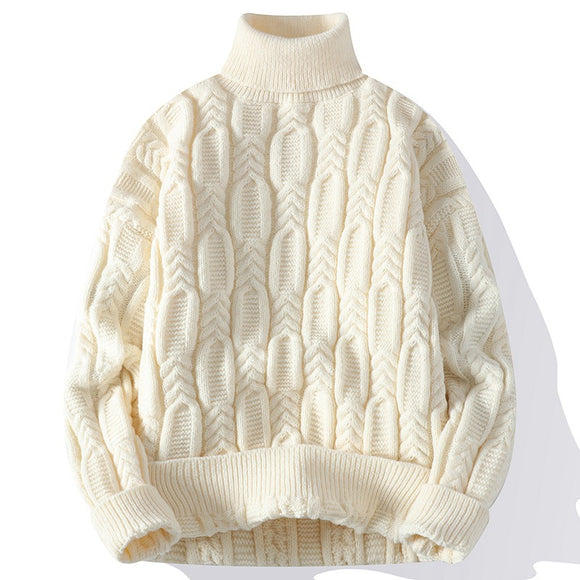 Suéter de Cuello Alto Trenzado para Hombre - Abrigo Casual y Cálido