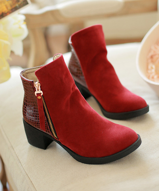 Botas de Cuero Áspero con Tacón Alto y Cierre Lateral - Tallas Grandes para Mujer - Image 7