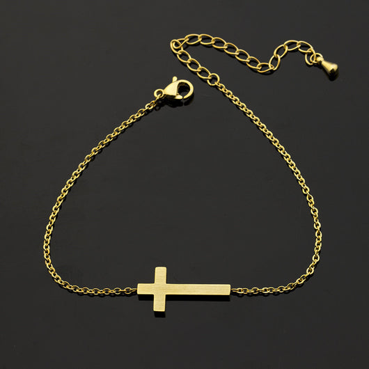 Pulsera Cruz Religiosa Plata Oro Acero Inoxidable - Regalo Dama de Honor - Image 4