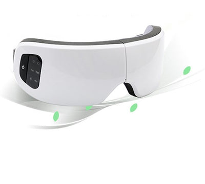 White Bluetooth Smart Eye Massager with vibration, hot compress, and airbag massage, featuring a foldable design. - Image 6