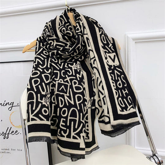 Bufanda de Cachemira con Letras para Mujer - Elegancia Versátil - Image 19