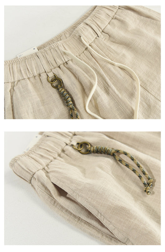 Pantalones Cortos Casuales de Algodón y Lino Relajados para Hombre - Image 13
