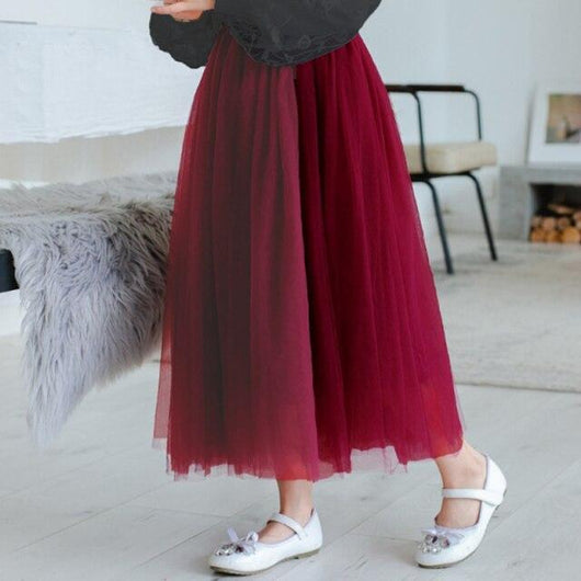 Falda Larga Cintura Alta Colores Lisos para Otoño e Invierno - Image 6
