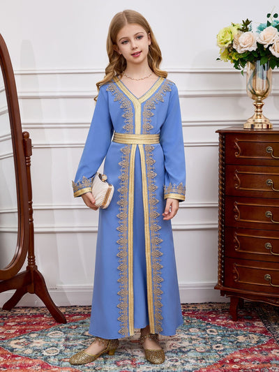 Vestido Infantil de Encaje con Cuello en V - Colección Dubai - Image 15