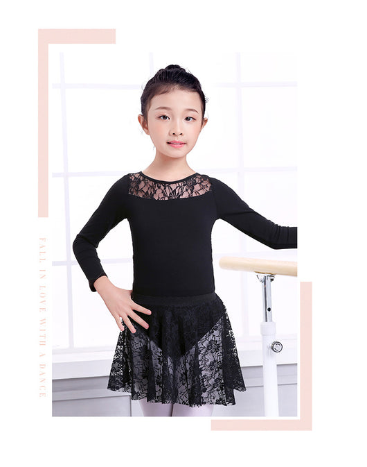 Vestido de Danza Manga Larga en Algodón Negro para Niñas - Image 7