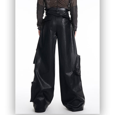 Pantalones de Cuero PU Negro Pesado para Hombre - Primavera - Image 6