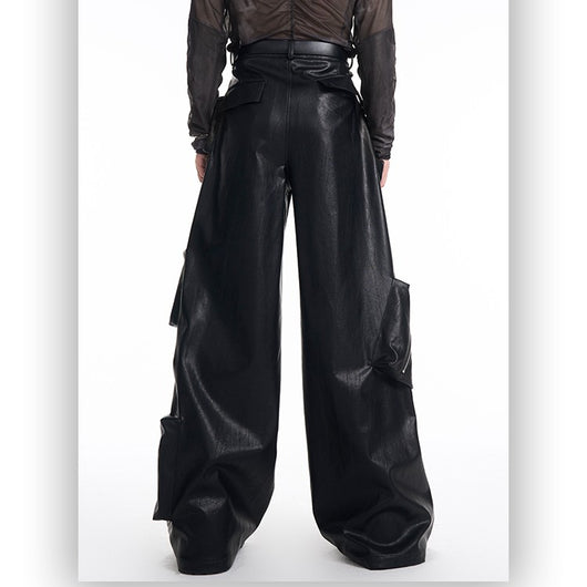 Pantalones de Cuero PU Negro Pesado para Hombre - Primavera - Image 6