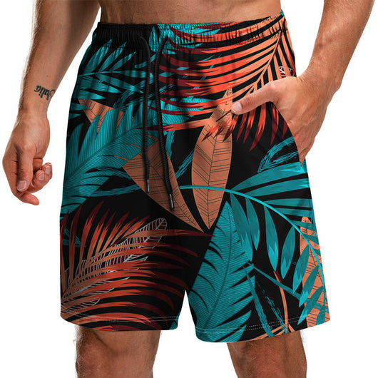 Pantalones Cortos Estampados 3D Colección Hojas de Verano - Shorts Holgados para Playa - Image 4