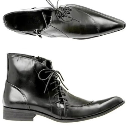Botas de Cuero Británico Estilo Coreano con Punta Afilada para Hombre