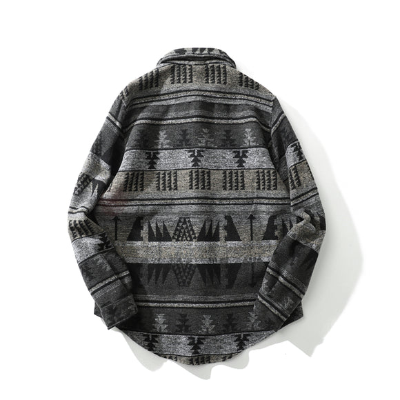 Camisa Retro Étnica de Manga Larga para Otoño e Invierno