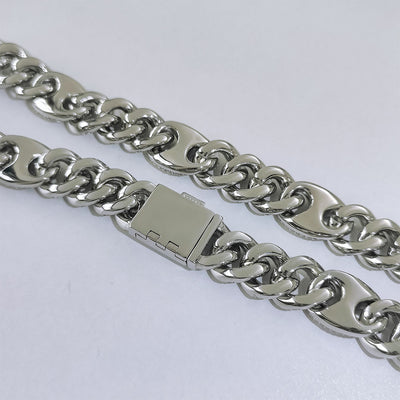 Cadena Cubana Hip Hop 15mm Tres en Uno con Cierre Nariz de Cerdo - Collar y Pulsera - Image 19