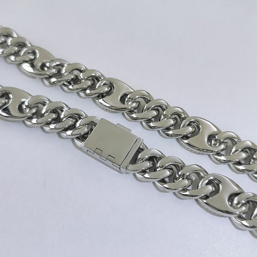 Cadena Cubana Hip Hop 15mm Tres en Uno con Cierre Nariz de Cerdo - Collar y Pulsera - Image 19