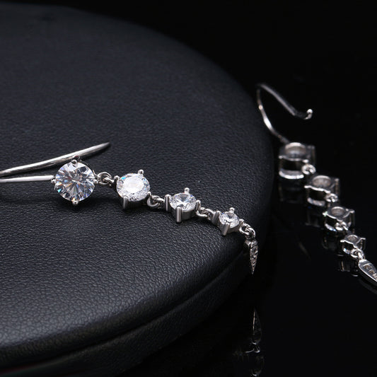 Aretes de Diamante y Plata Esterlina - Diseño Minimalista en Oro Blanco - Image 2