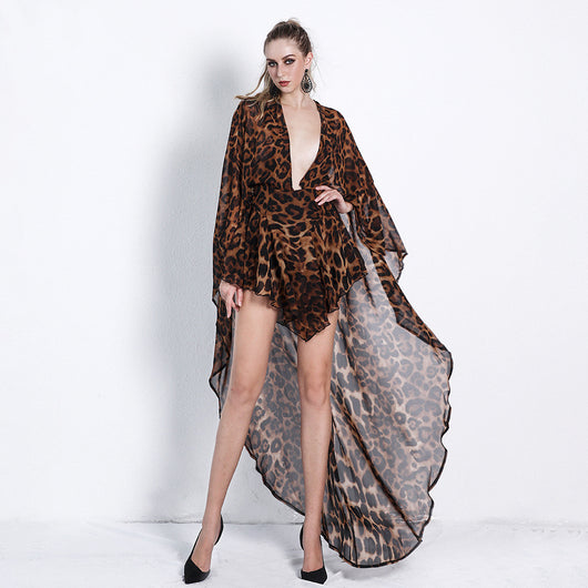 Mono Estampado de Leopardo con Mangas Murciélago - Image 4