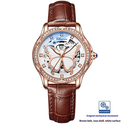 Reloj Automático para Mujer con Diamantes y Esfera de Mariposa - Resistente al Agua - Image 8